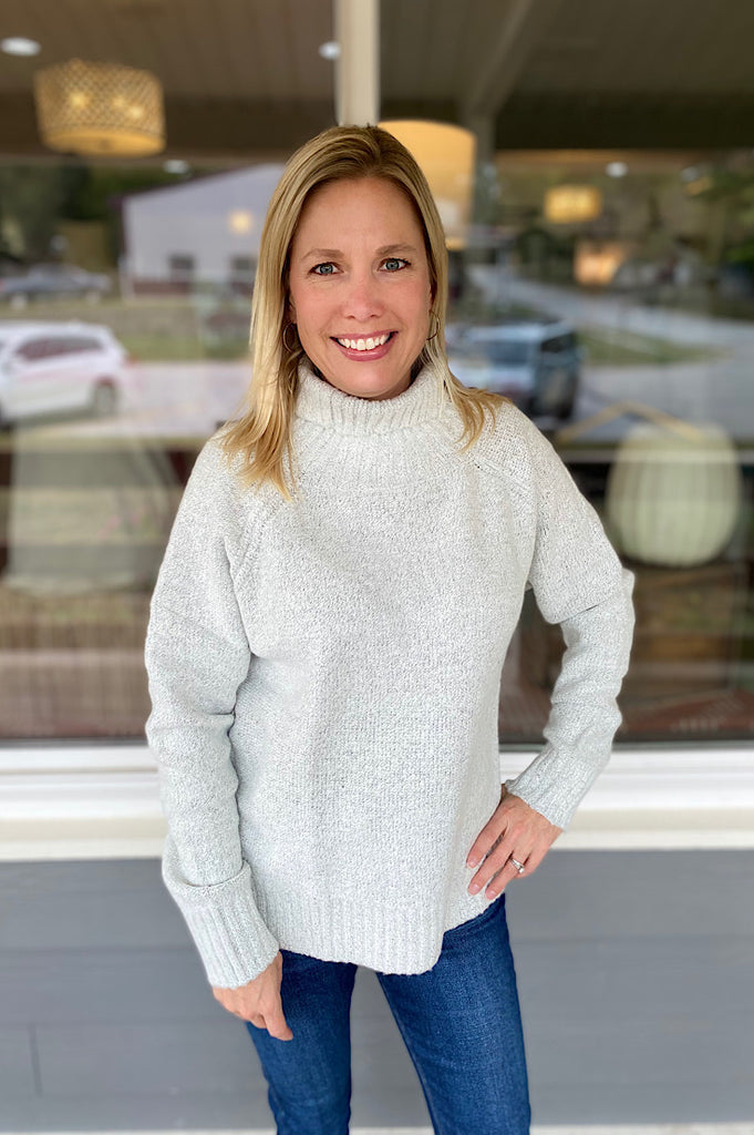 Devon Marled Ivory Turtleneck Sweater