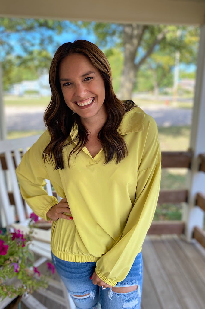Payten Lime Collared Pullover