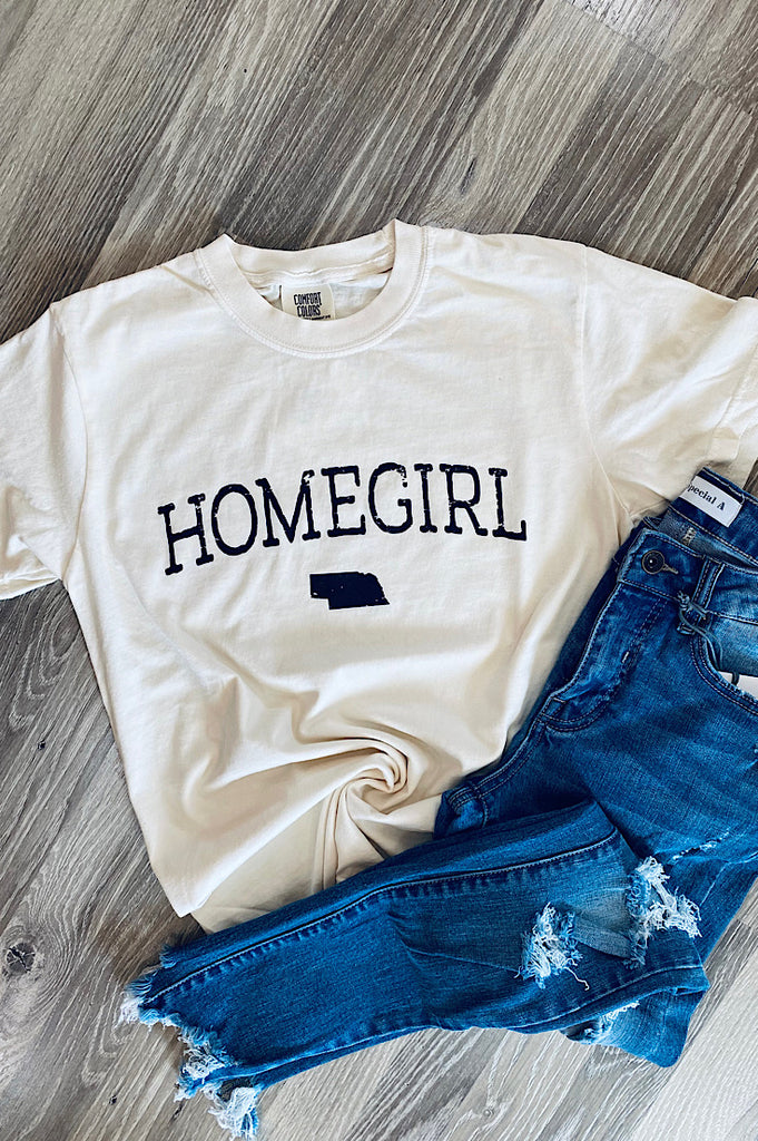 Homegirl Nebraska Comfort Colors Ivory Tee