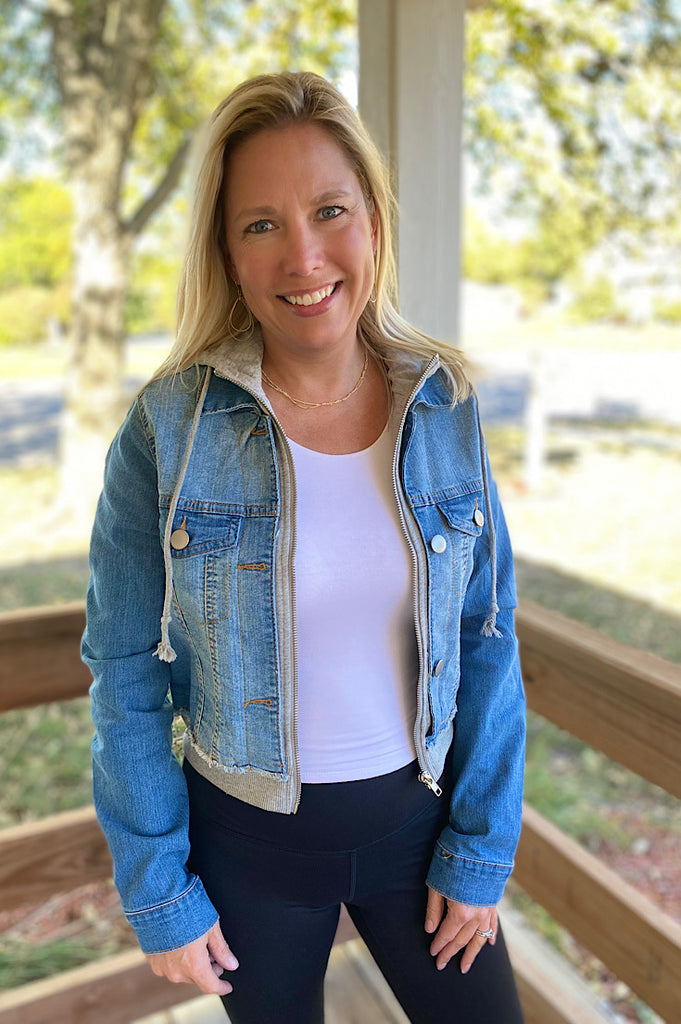 Becker Contrast Denim Jacket with Hood