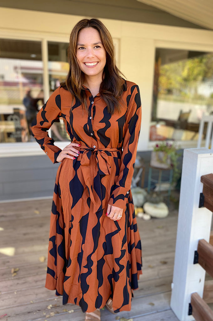 Tanna Black and Cinnamon Maxi Dress