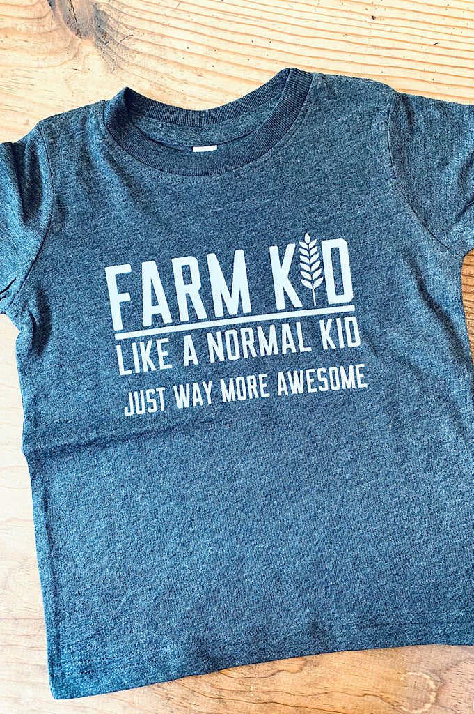 Farm Kid Charcoal Heather Kids Tee