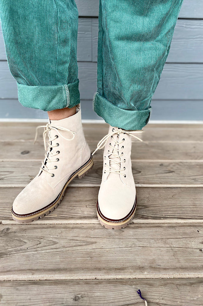 Brett Sand Faux Suede Lace Up Boot