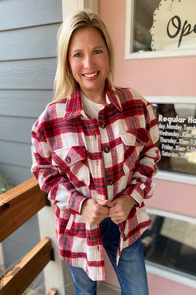 Zander 2 Pocket Plaid Button Down Shacket {2 colors}