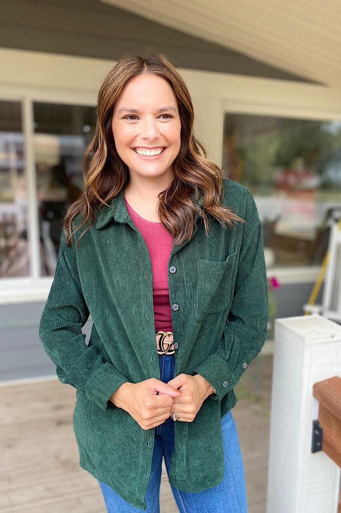 Kingston Button Up Pine Corduroy Shirt Jacket