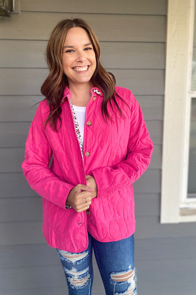 Kayli Fuchsia Quilted Reversible Jacket