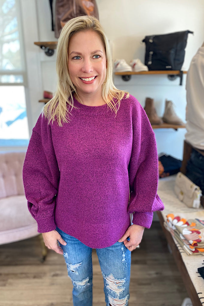 Izzie Crew Neck Sweater in Violet