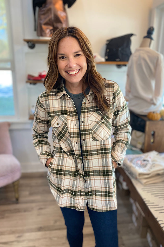 Wrynn Oatmeal & Olive Plaid Brushed Flannel