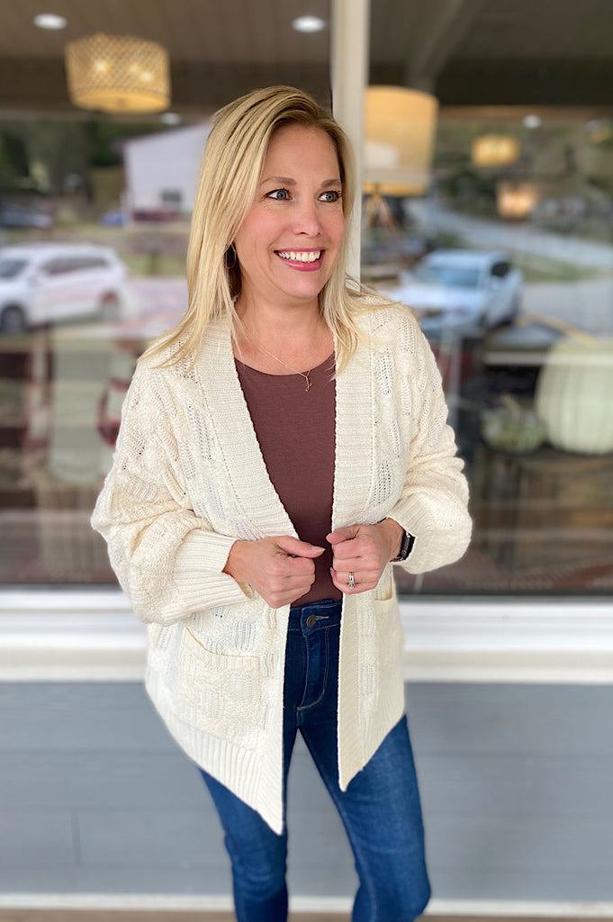 Harley Textured Knit Ivory Cardigan