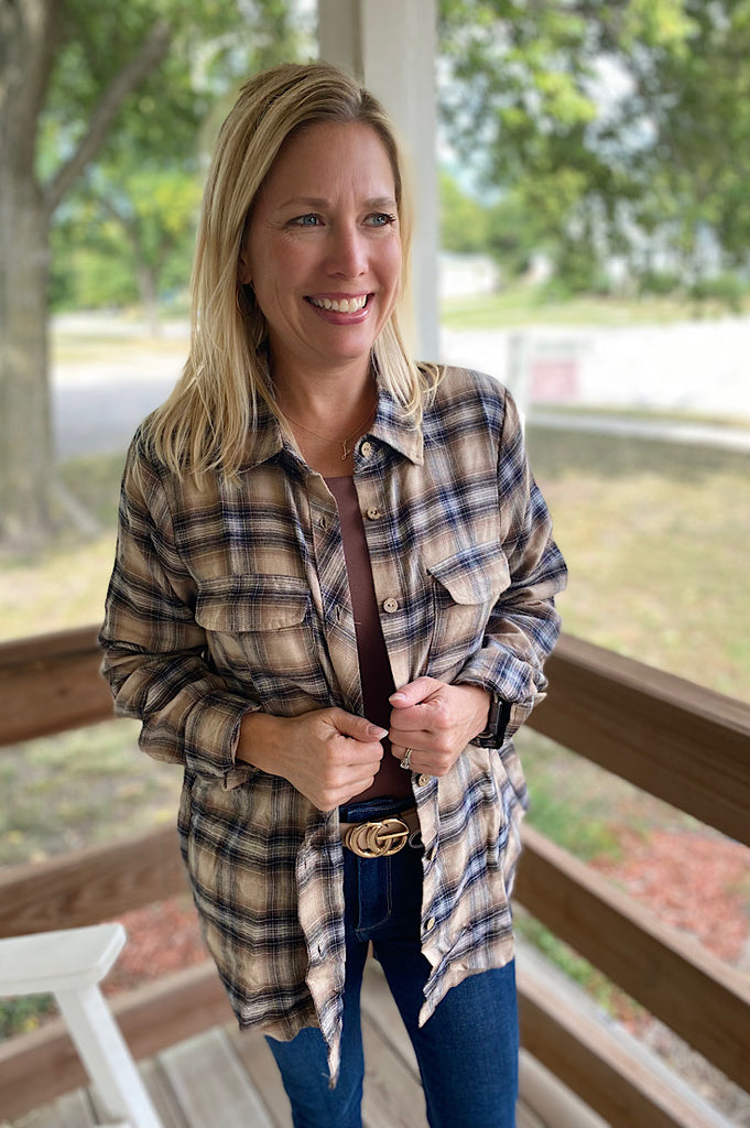 Bennett Khaki Plaid Flannel