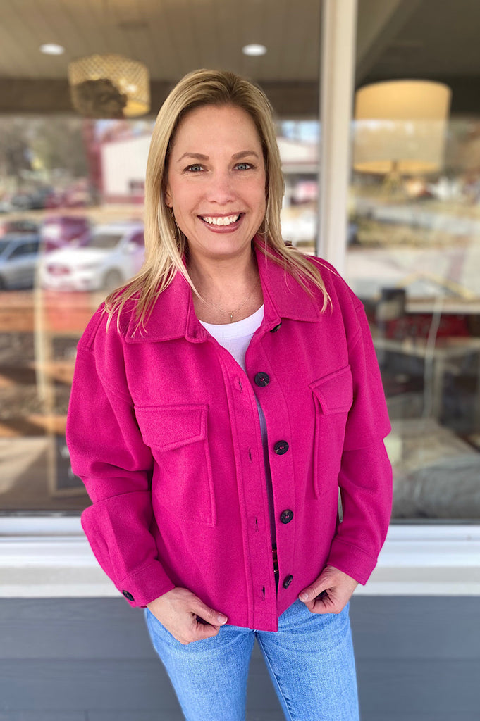 Aubrey Magenta Button Front Jacket