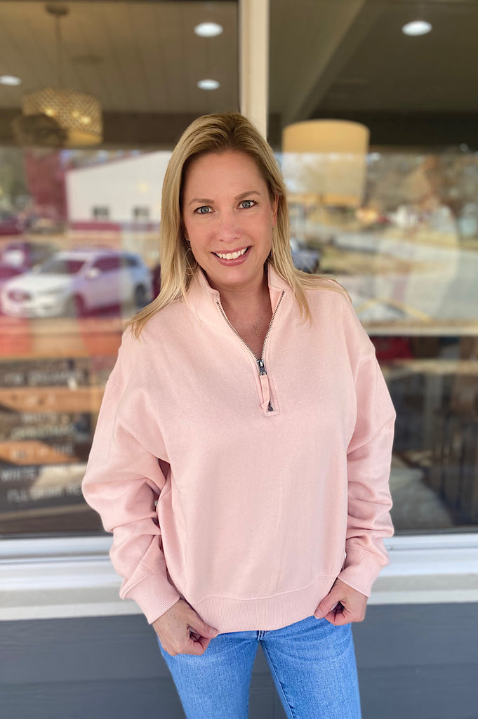 Peyton Dusty Pink Fleece 1/4 Zip