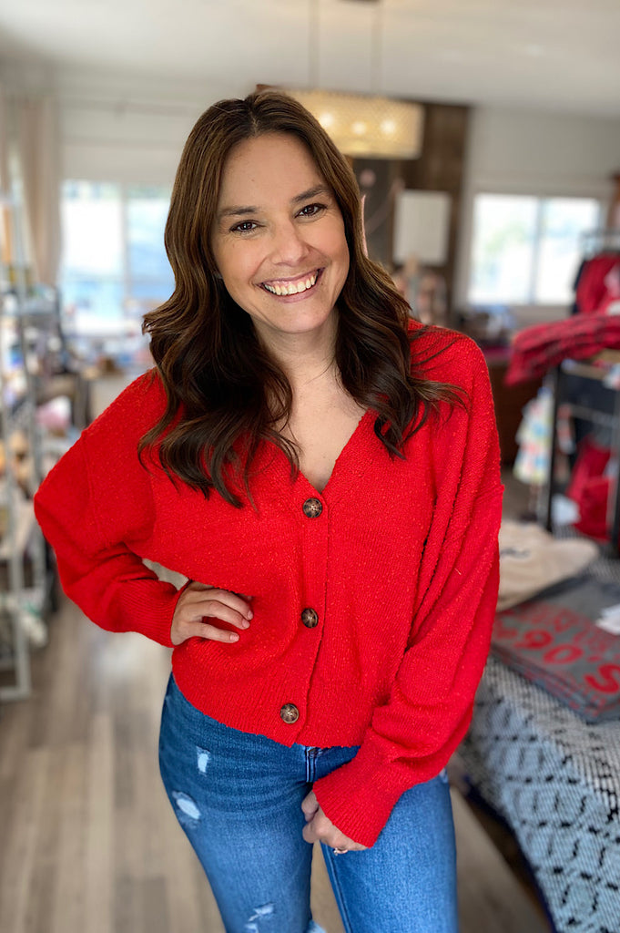 Maylee Red Dolman Cardigan