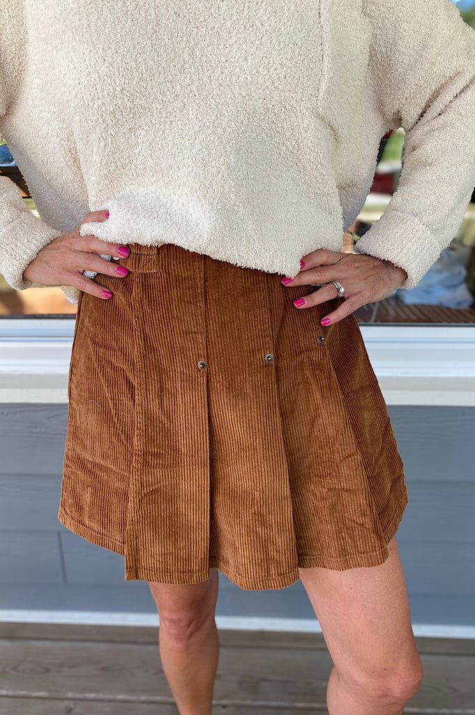 Shay Cognac Corduroy Skort