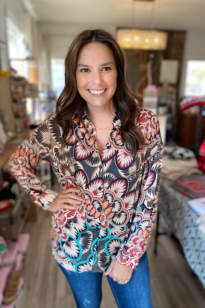 Jameson Floral Print Satin Shirt