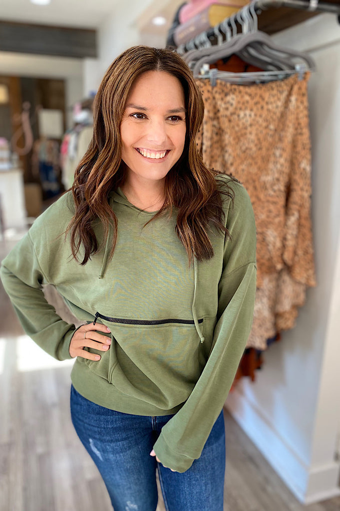 Ellen Olive Super Soft Hooded Pullover