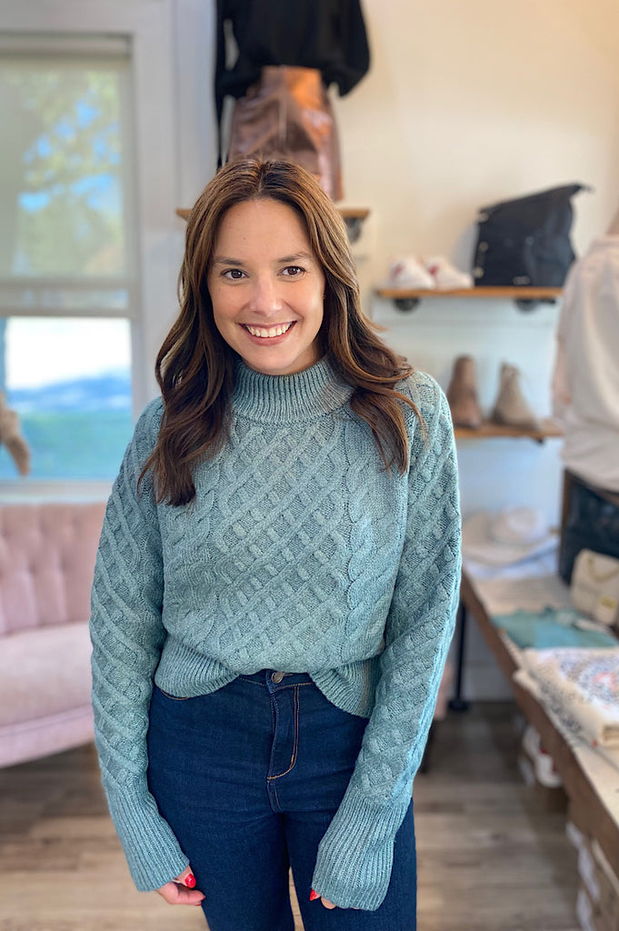 Hadleigh Sage Cable Knit Chunky Sweater
