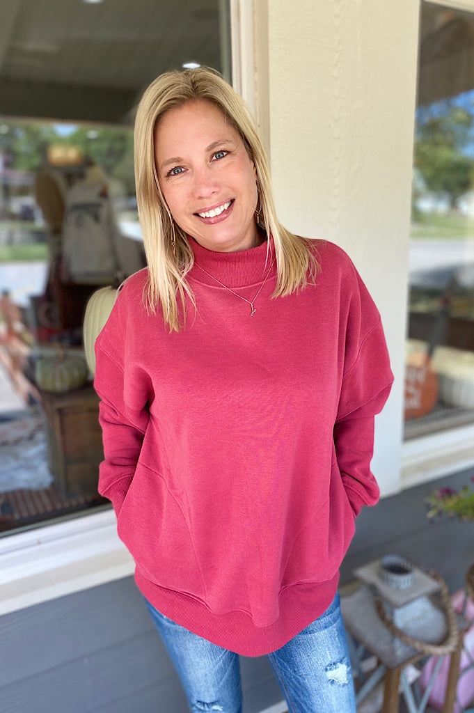 Piper Magenta Turtle Neck Crew Neck