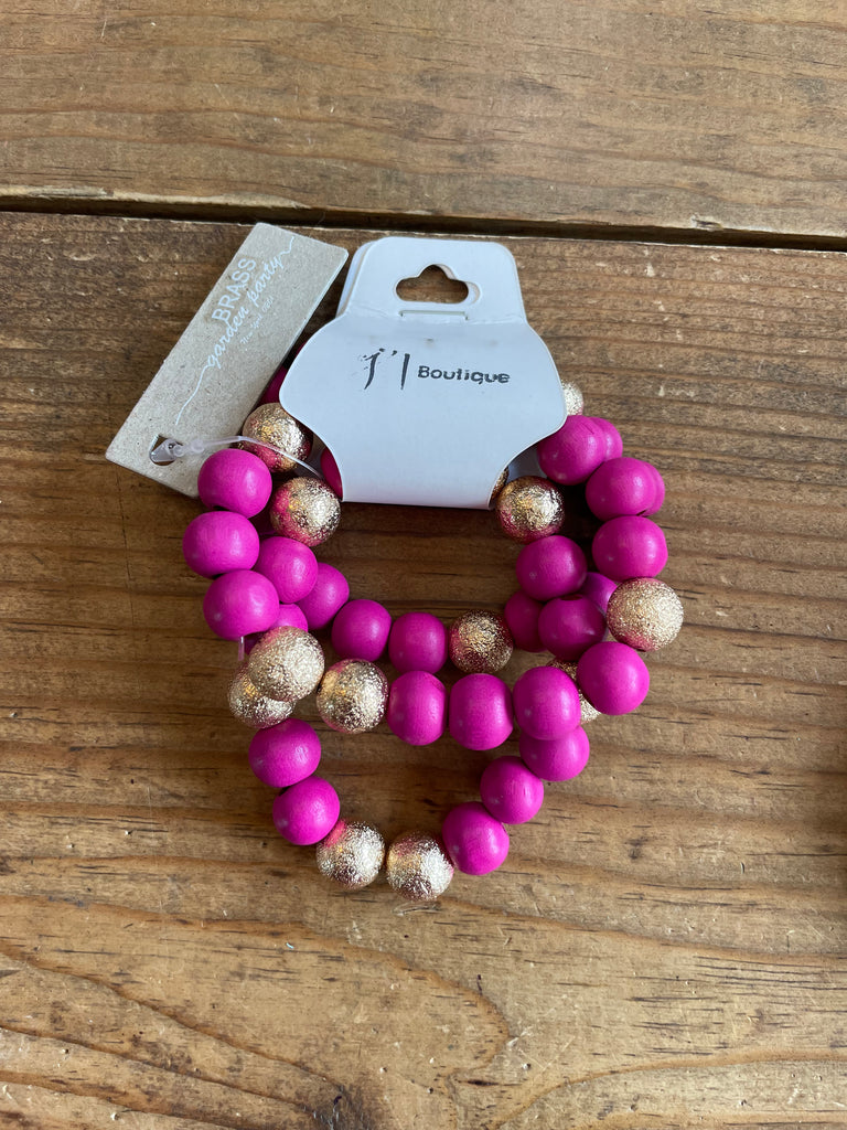 Three Strand Bead Stretch Bracelet Set 3 colors}