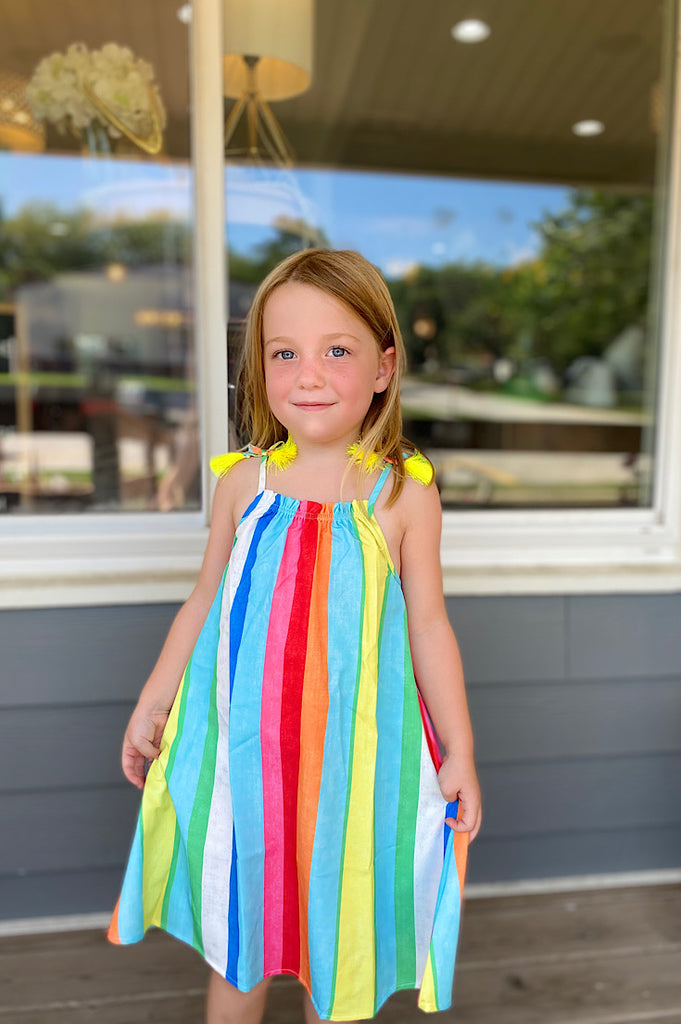 Ainsley Rainbow Stripe Halter Toddler Dress