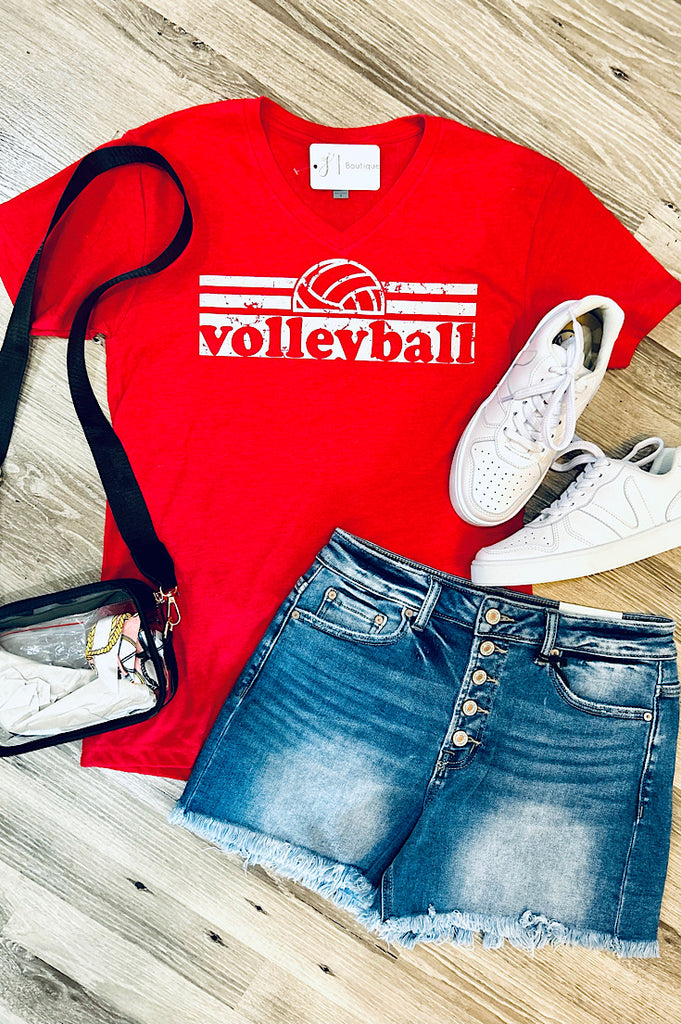Volleyball Red Gameday V-Neck Tee