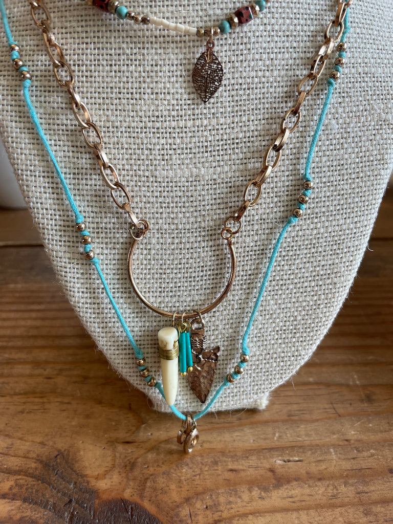 Triple Layer Turquoise Boho Necklace