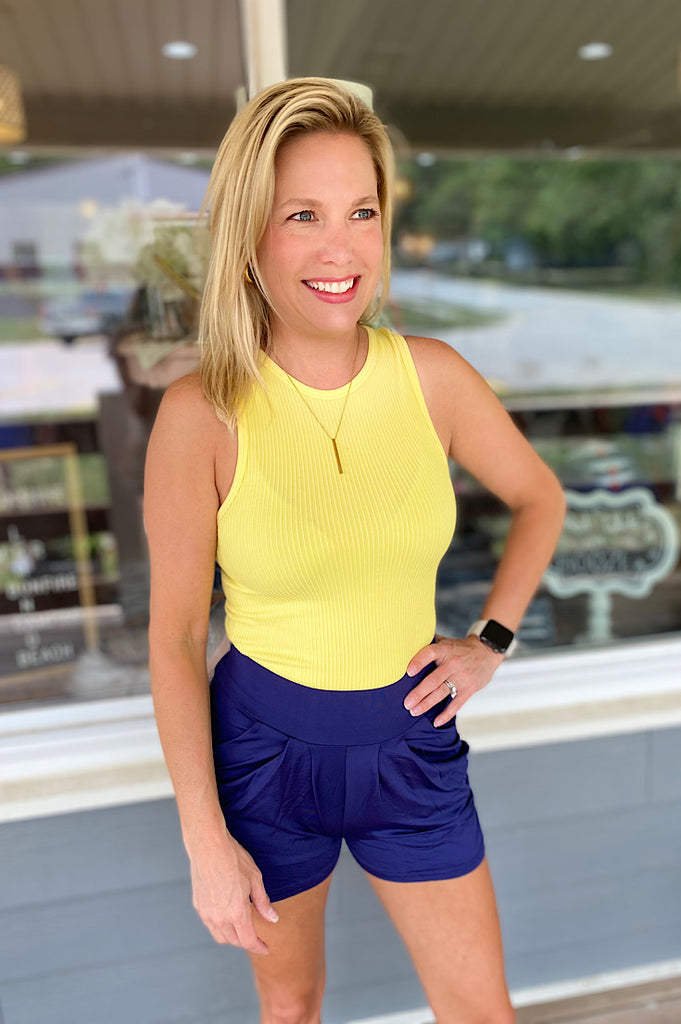 Bentley Navy Gathered Spandex Shorts