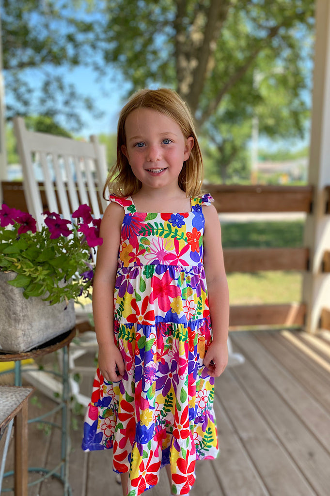 Tropical Floral Ruffle Maxi Toddler Dress
