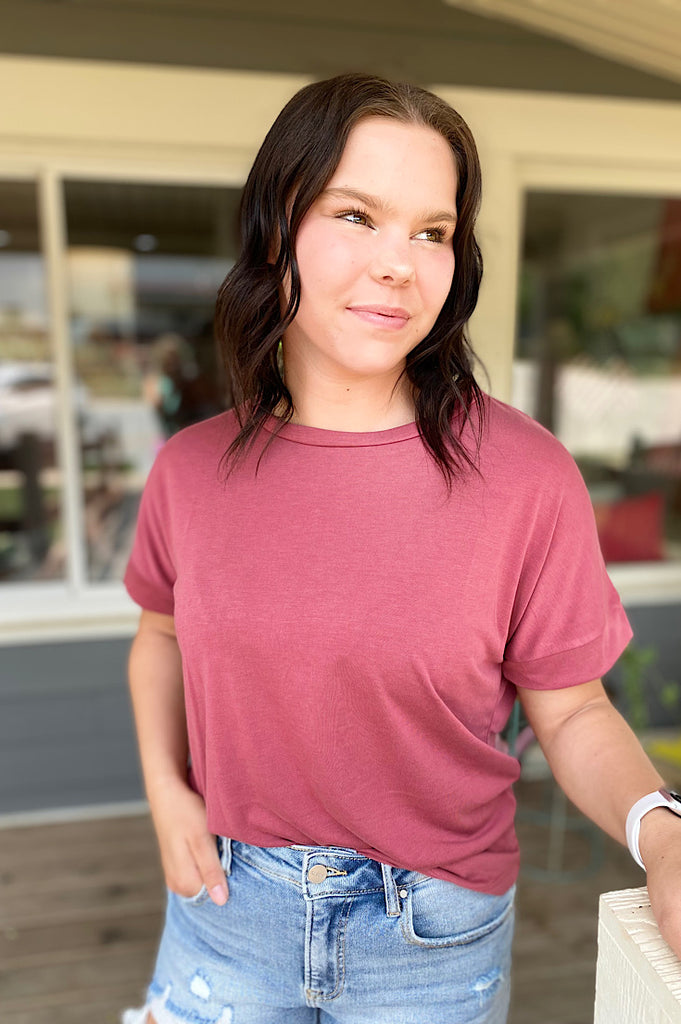Kinzee Round Neck Jersey Short Sleeve Top {2 Colors}