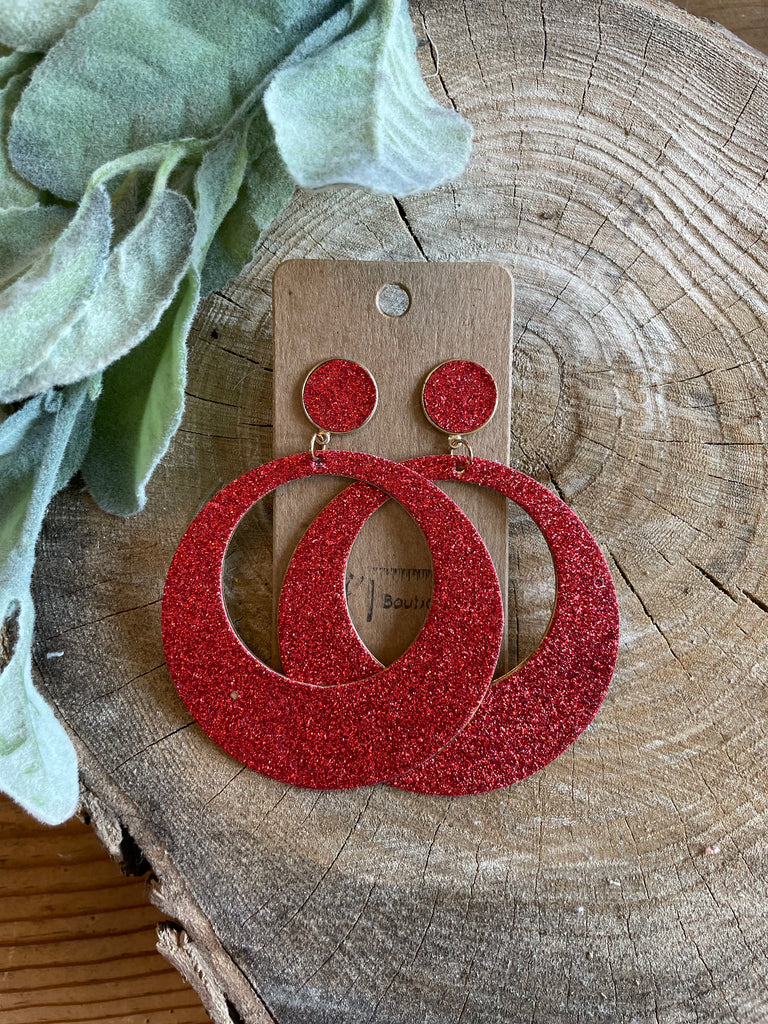 Glitter Circle Drop Earrings {2 colors}