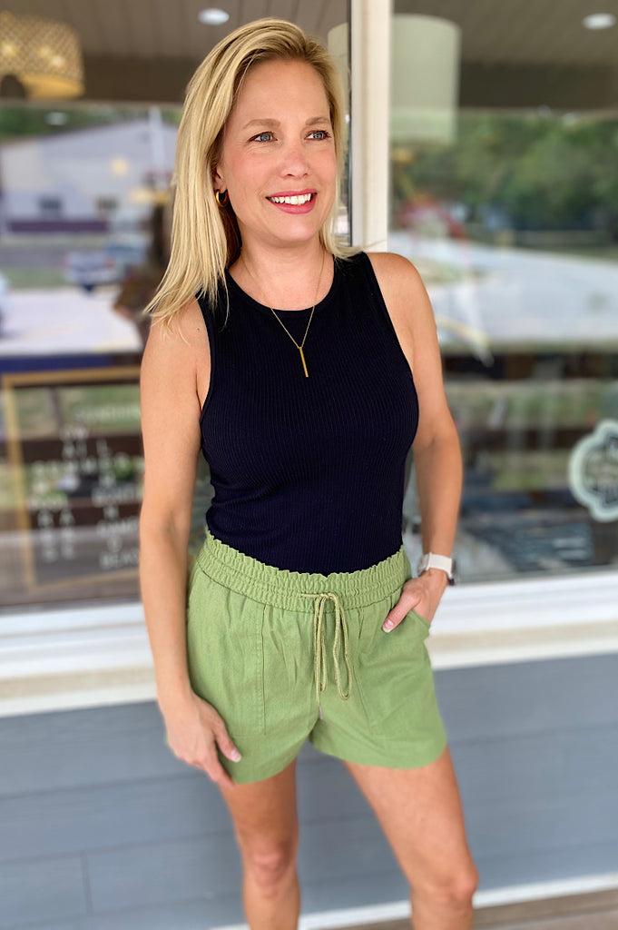 Kipton Smocked Waist Linen Shorts