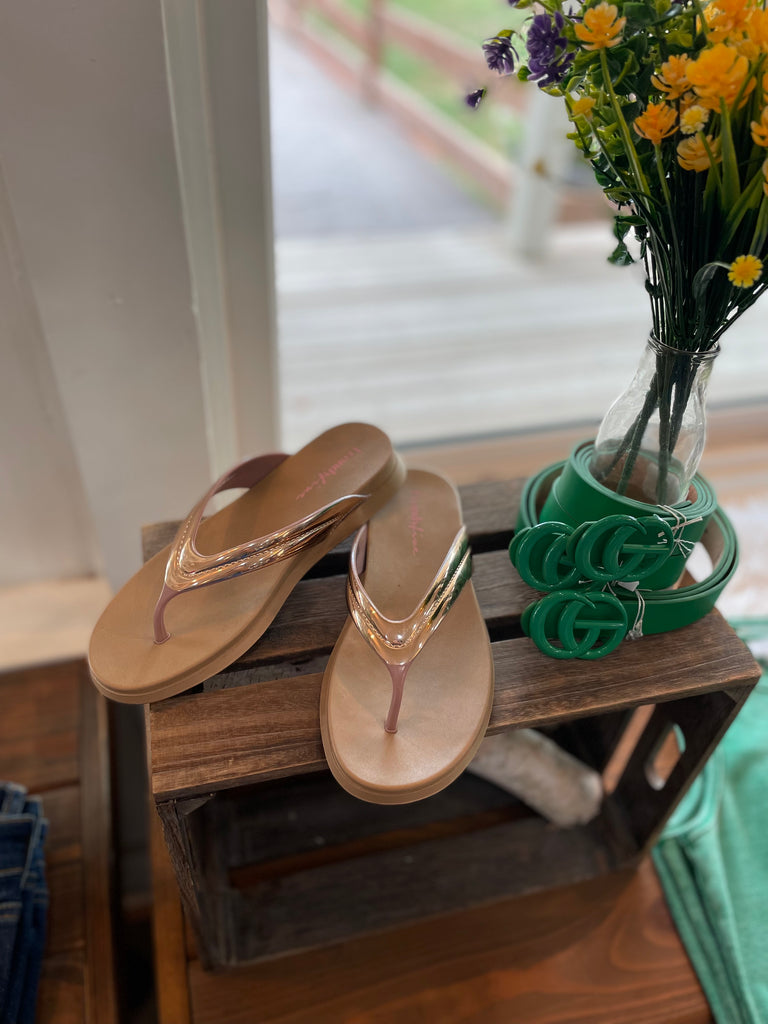 Londen Nude Metallic Flip Flop