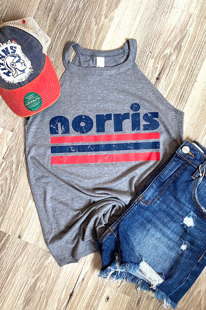 norris Retro Block Gray Halter Tank