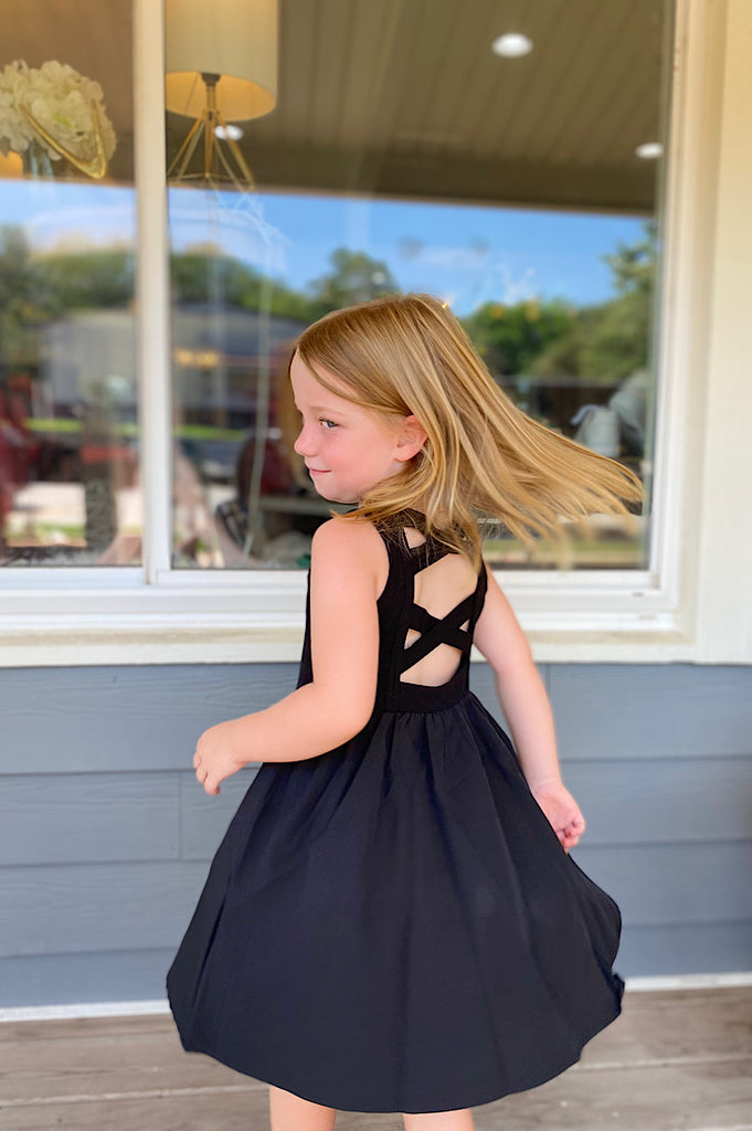 Emily Toddler Criss Cross Black Dress