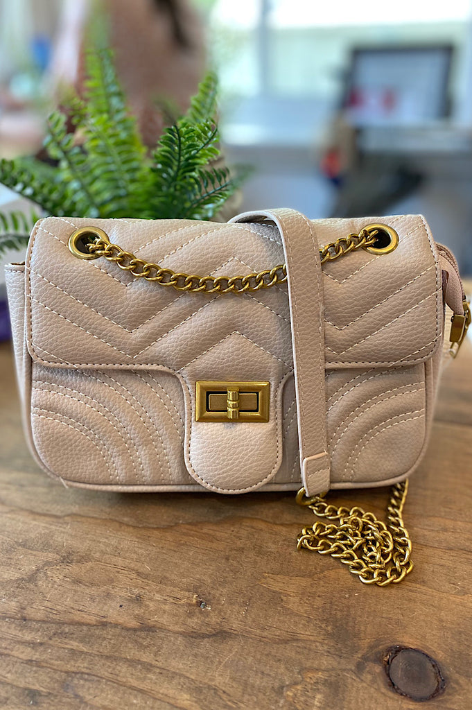 Jenni Taupe Quilted Crossbody