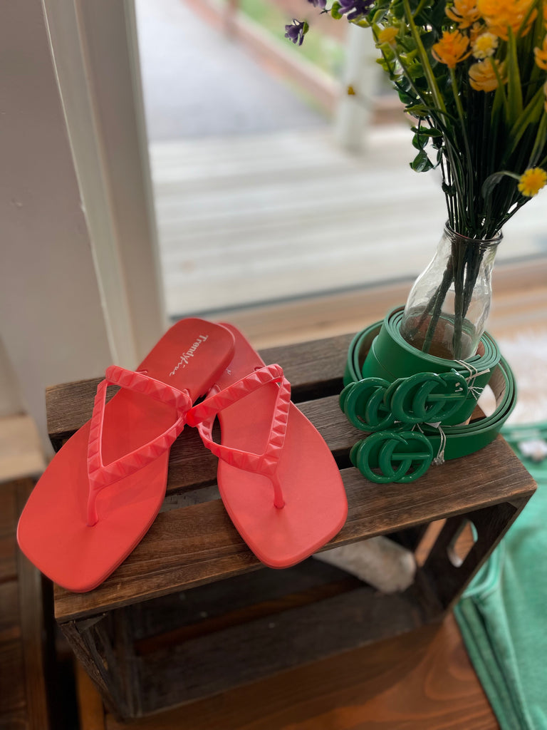 Haven Coral Studded Flip Flops