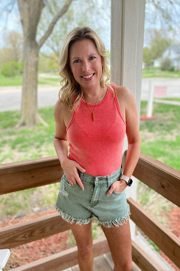Turner Washed Olive Denim Shorts