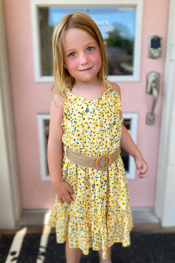 Sheridan Sunflower Toddler Dress with Belt