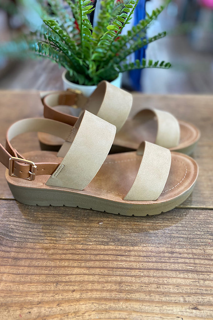 Logan Double Strap Taupe Sandal
