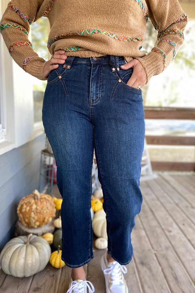 Jaxyn Judy Blue Crop Straight Leg Denim