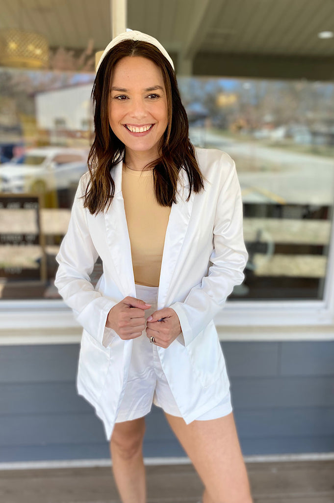 Lennyn White Silky Dress Shorts