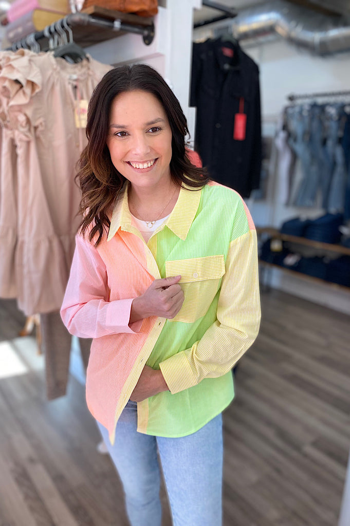 Lola Colorblock Button Down Top