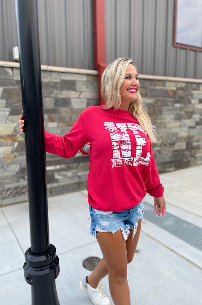 Big NE Red Washed Pullover