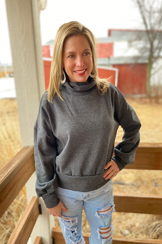 Georgina Charcoal Fleece Pullover