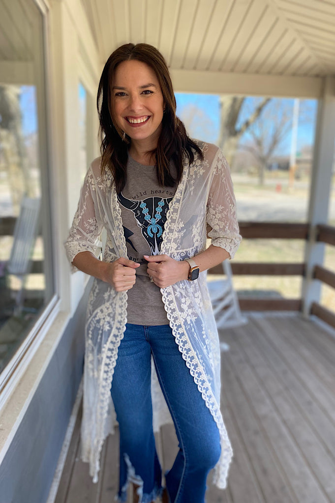Shania Lace Bell Sleeve Kimono