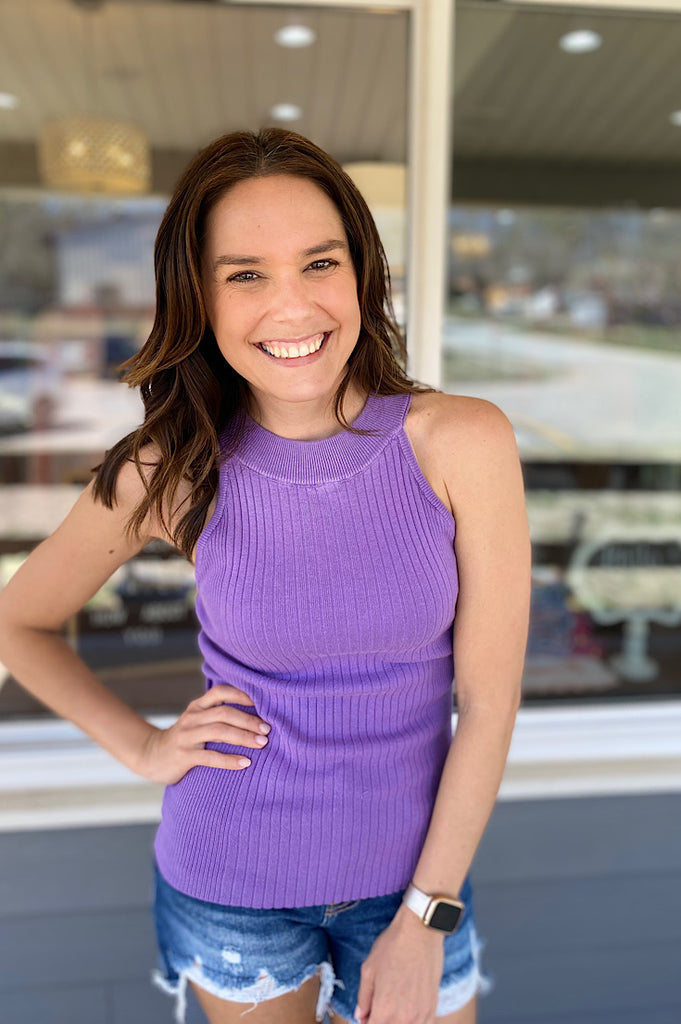 Calista Purple Halter Knit Tank