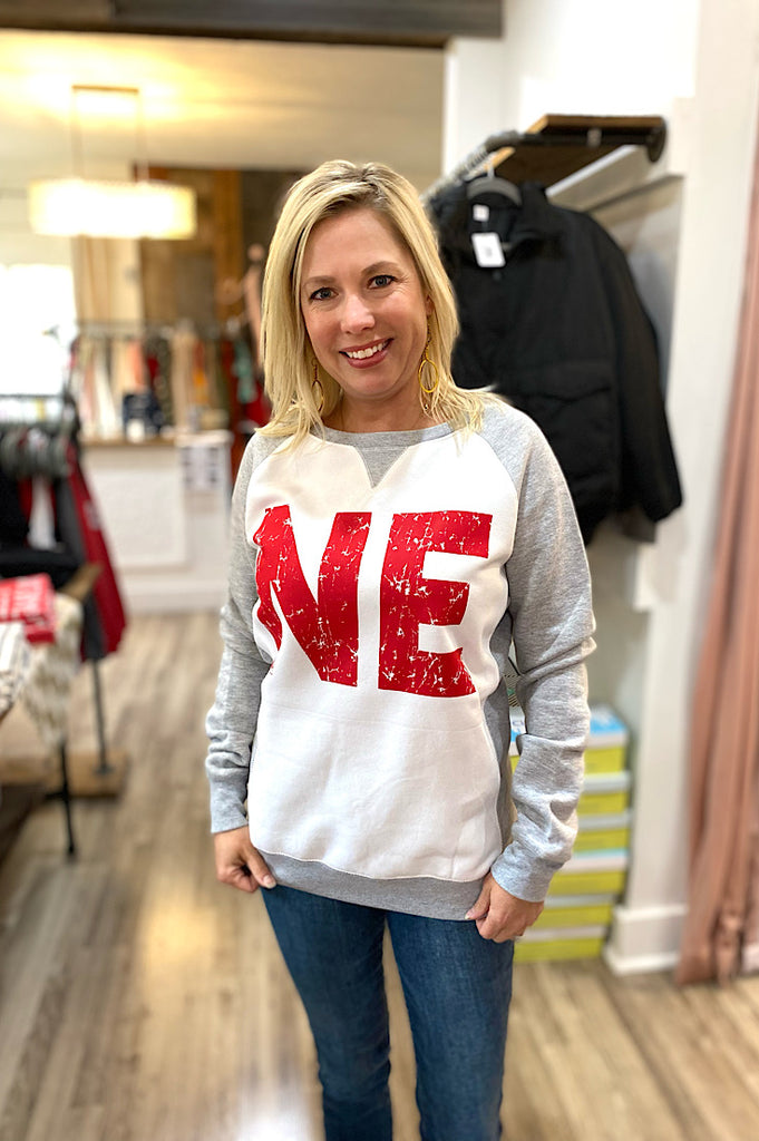 Big NE Gray Raglan Pullover