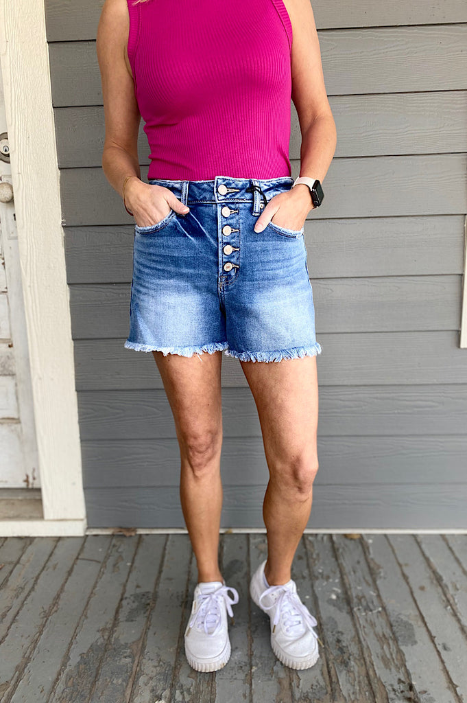 Karlie Button Fly Denim Shorts {2 colors}