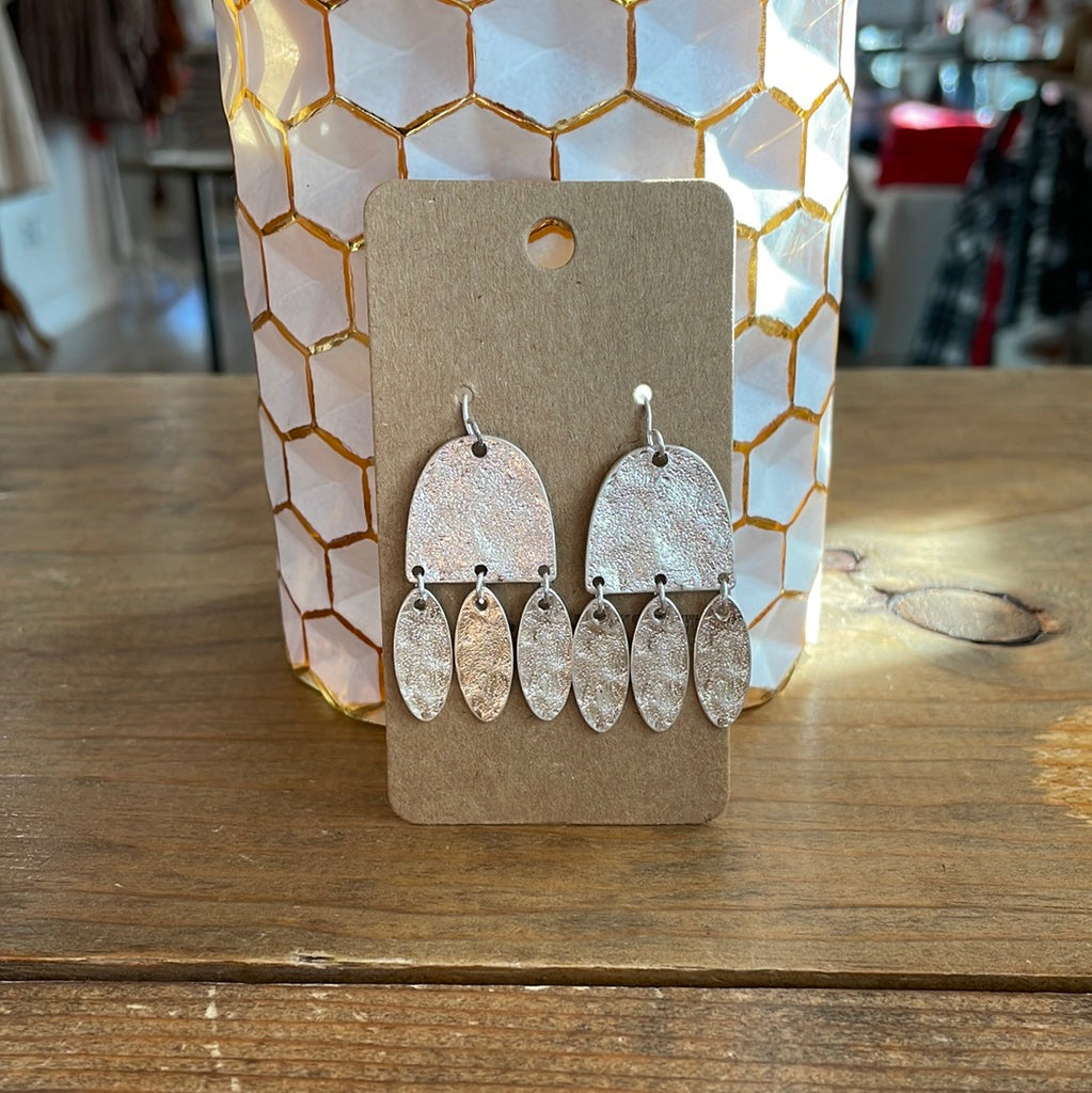 Textured Silver Geometric Earrings