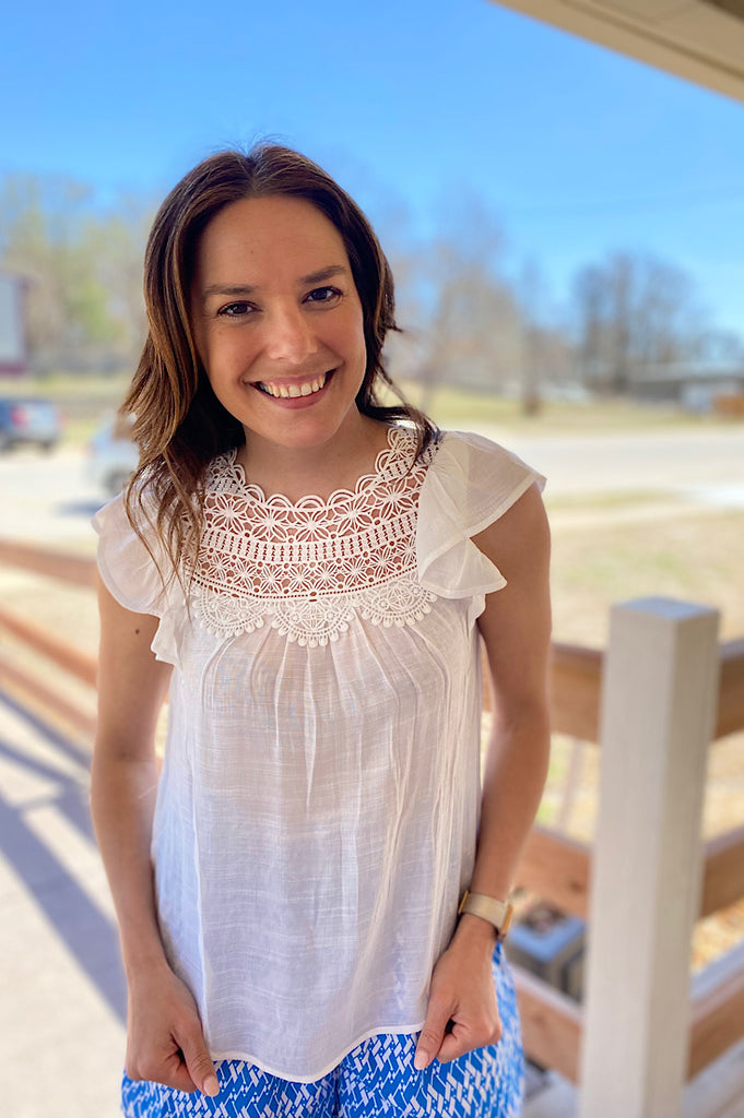 Wren White Lace Contrast Top